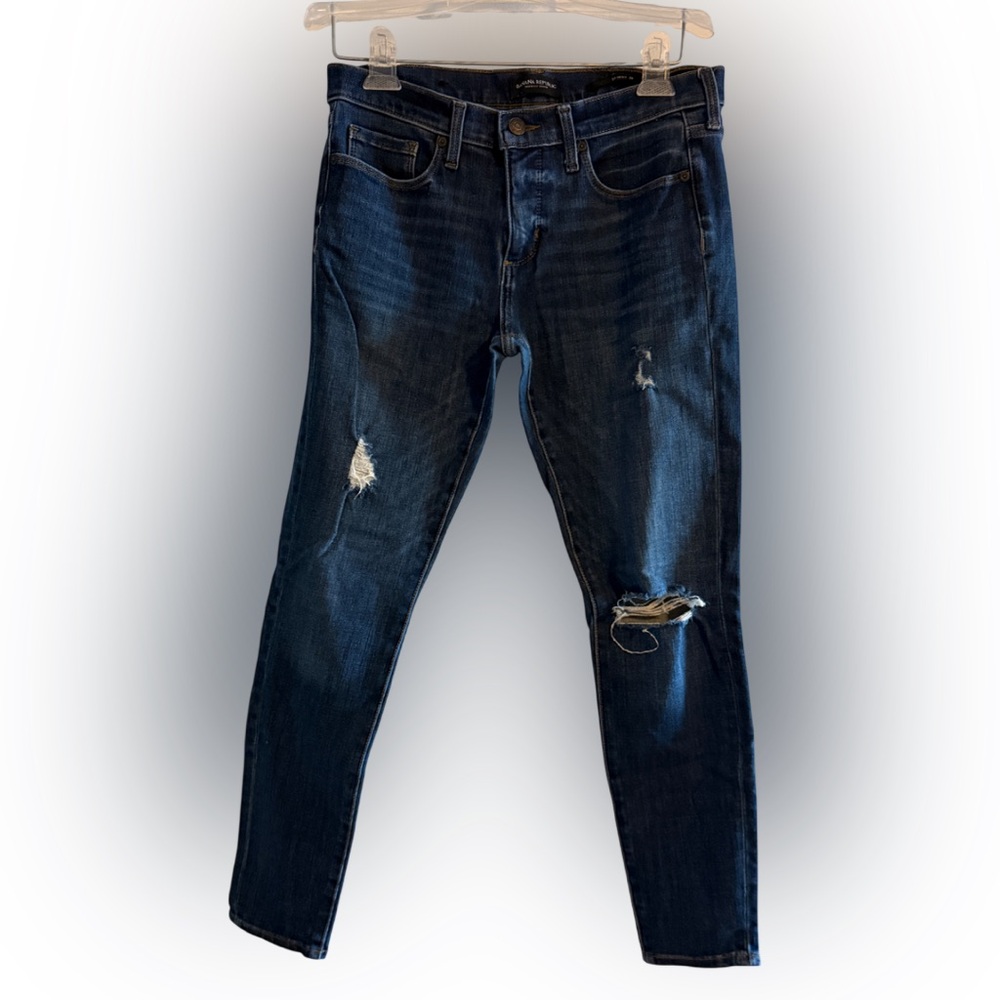 Banana Republic Premium Denim Skinny Distressed Jeans Dark Blue Size 28